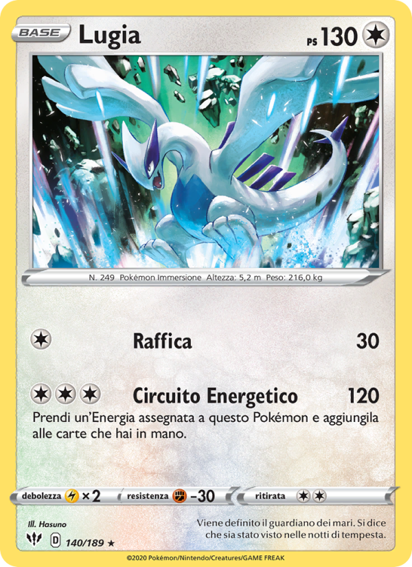 Lugia 140/201 — Darkness Ablaze (Italian Pokémon TCG card)