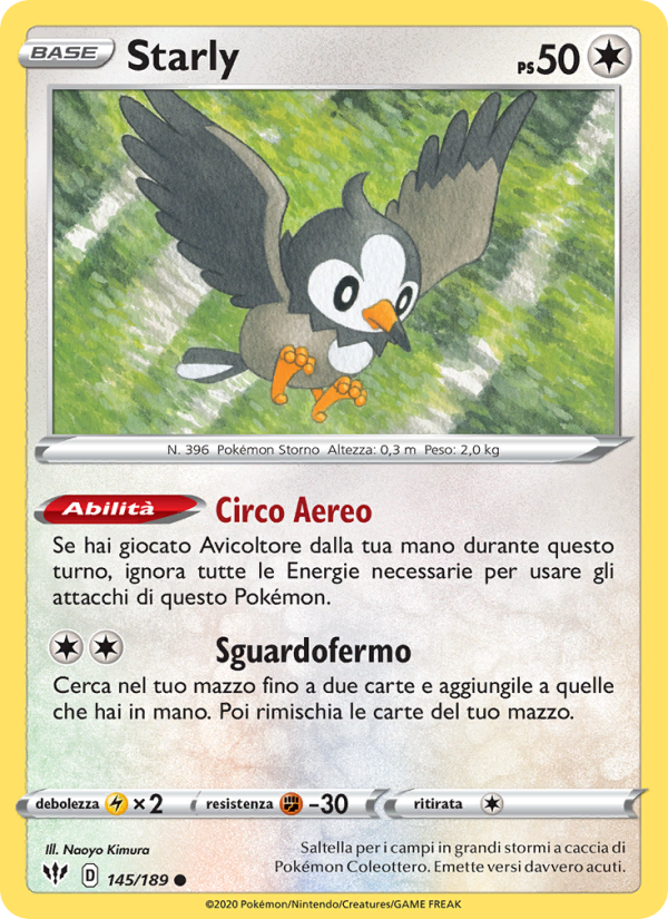 Starly 145/201 — Darkness Ablaze (Italian Pokémon TCG card)