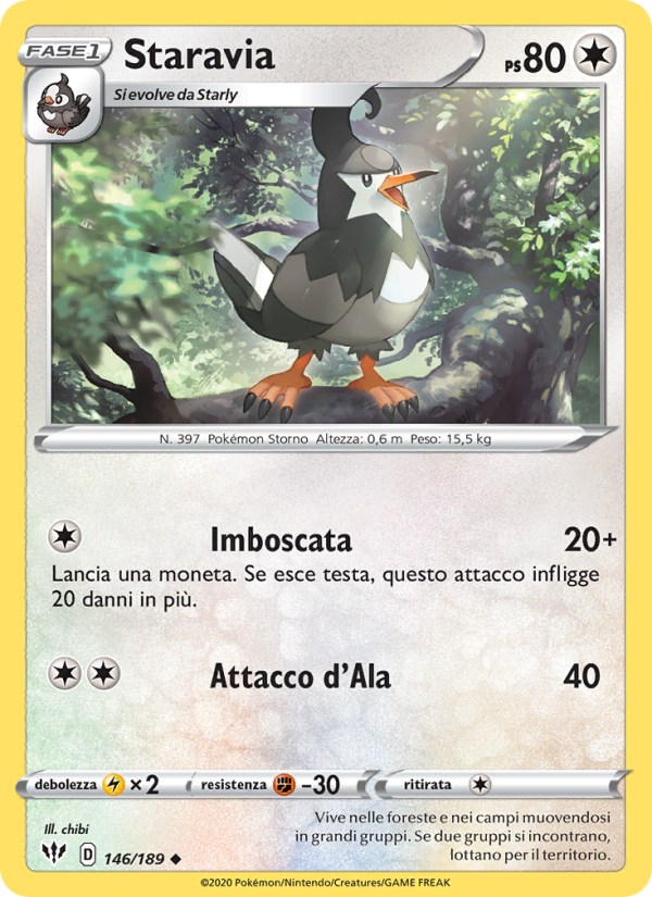 Staravia 146/201 — Darkness Ablaze (Italian Pokémon TCG card)