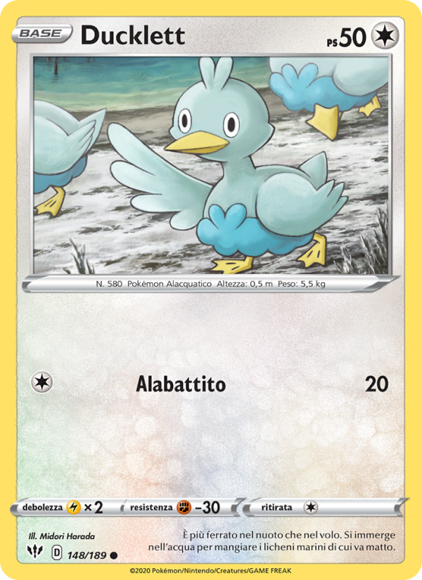 Ducklett 148/201 — Darkness Ablaze (Italian Pokémon TCG card)