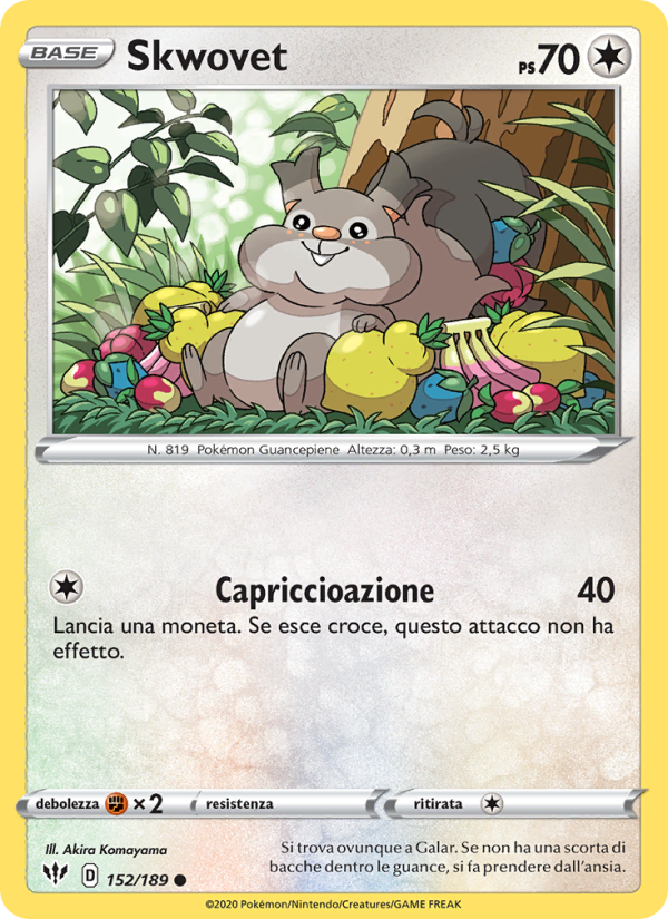 Skwovet 152/201 — Darkness Ablaze (Italian Pokémon TCG card)