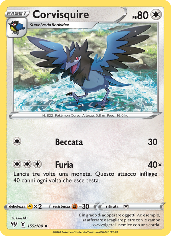 Corvisquire 155/201 — Darkness Ablaze (Italian Pokémon TCG card)