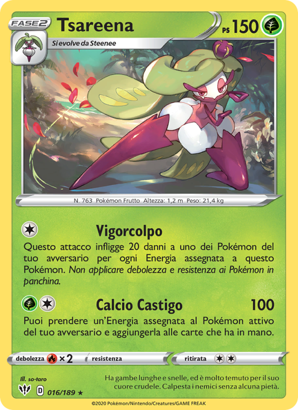 Tsareena 016/201 — Darkness Ablaze (Italian Pokémon TCG card)