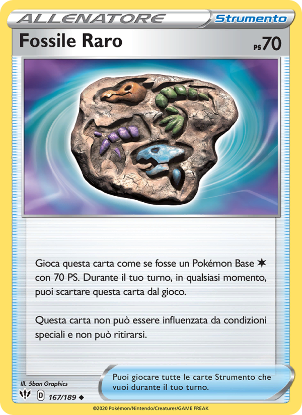 Fossile Raro 167/201 — Darkness Ablaze (Italian Pokémon TCG card)