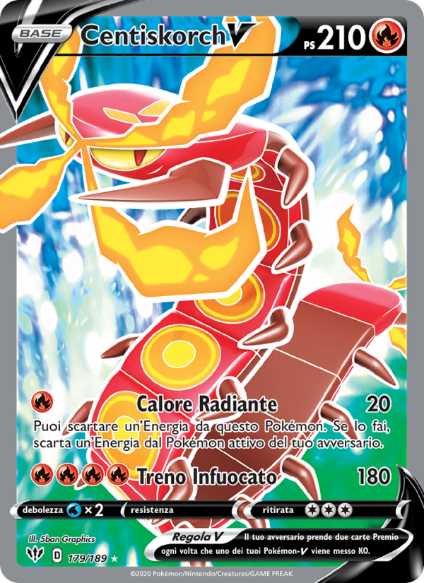 Centiskorch V 179/201 — Darkness Ablaze (Italian Pokémon TCG card)