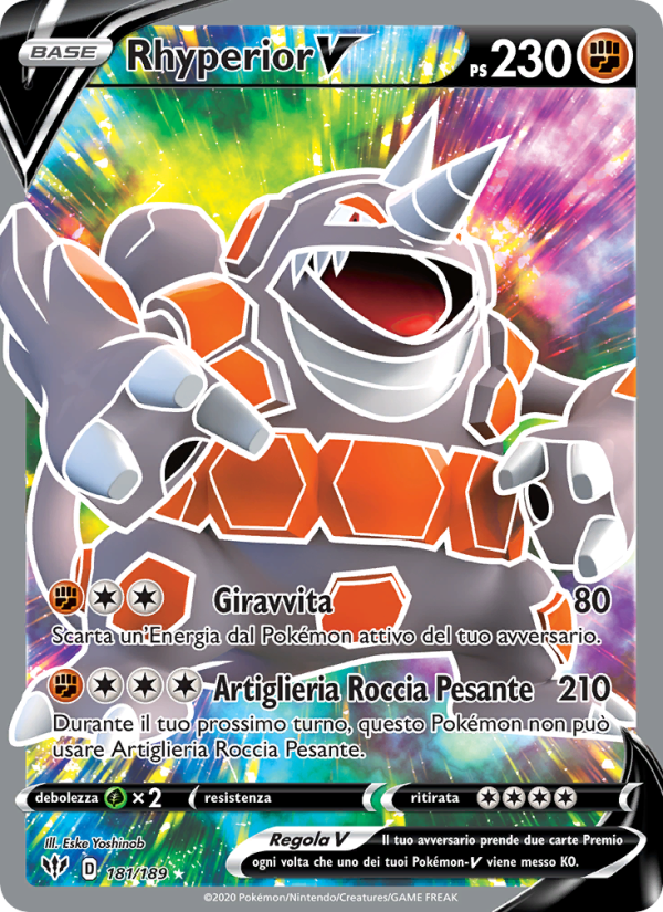 Rhyperior V 181/201 — Darkness Ablaze (Italian Pokémon TCG card)