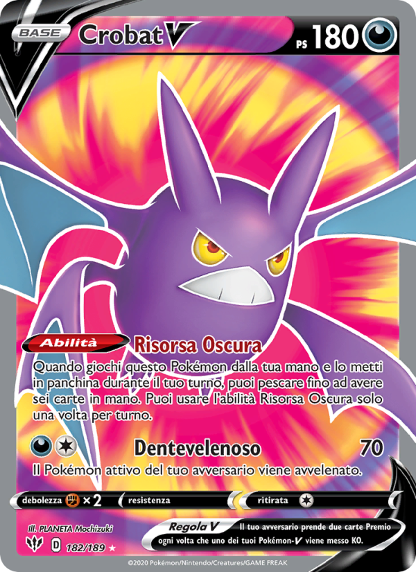 Crobat V 182/201 — Darkness Ablaze (Italian Pokémon TCG card)