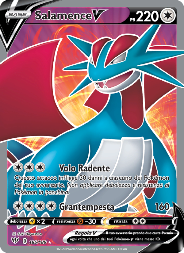 Salamence V 185/201 — Darkness Ablaze (Italian Pokémon TCG card)