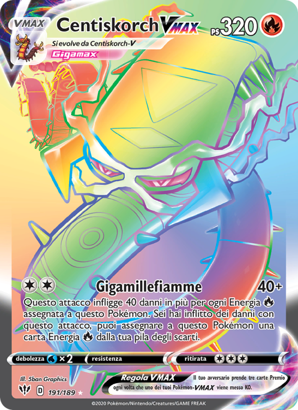 Centiskorch VMAX 191/201 — Darkness Ablaze (Italian Pokémon TCG card)