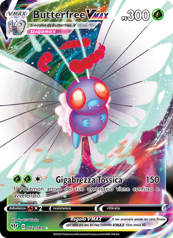 Butterfree VMAX 002/201 — Darkness Ablaze (Italian Pokémon TCG card)