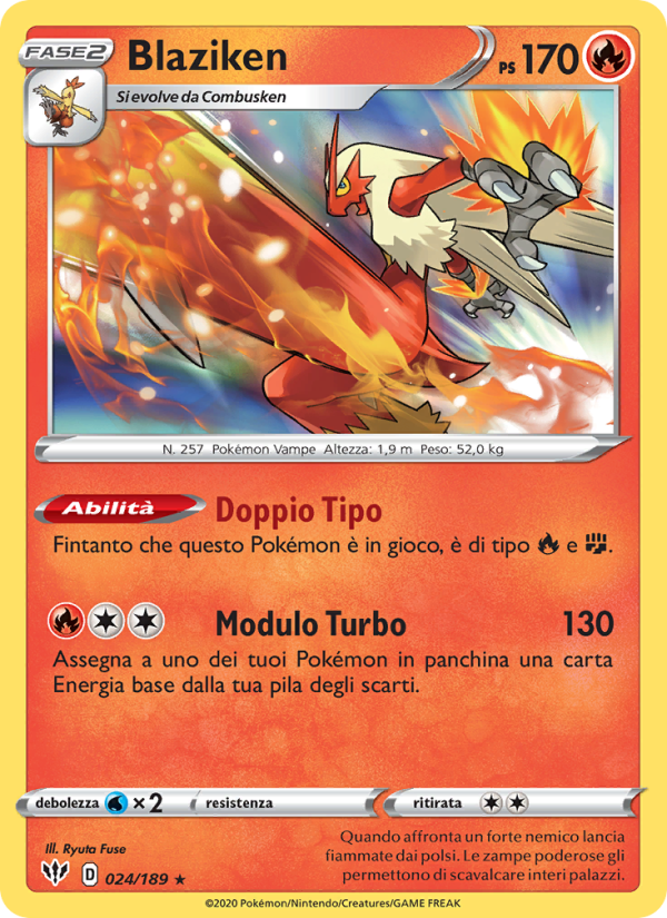 Blaziken 024/201 — Darkness Ablaze (Italian Pokémon TCG card)