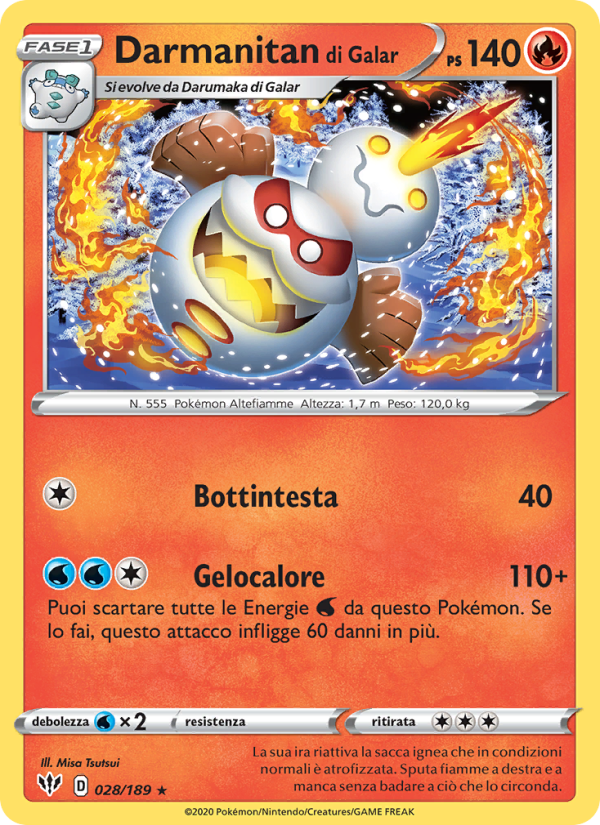Darmanitan di Galar 028/201 — Darkness Ablaze (Italian Pokémon TCG card)