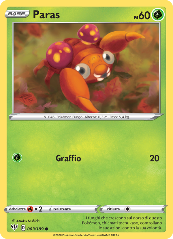 Paras 003/201 — Darkness Ablaze (Italian Pokémon TCG card)