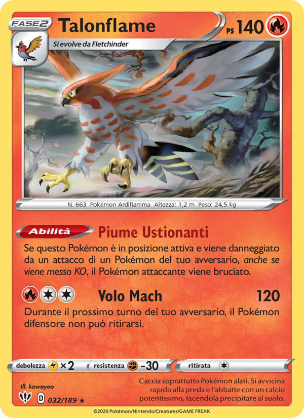 Talonflame 032/201 — Darkness Ablaze (Italian Pokémon TCG card)