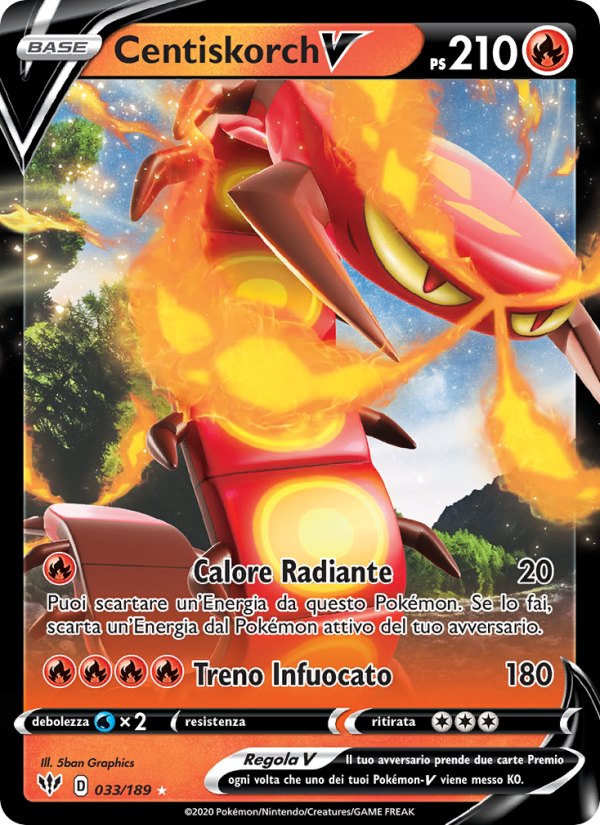 Centiskorch V 033/201 — Darkness Ablaze (Italian Pokémon TCG card)