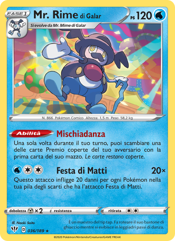 Mr. Rime di Galar 036/201 — Darkness Ablaze (Italian Pokémon TCG card)