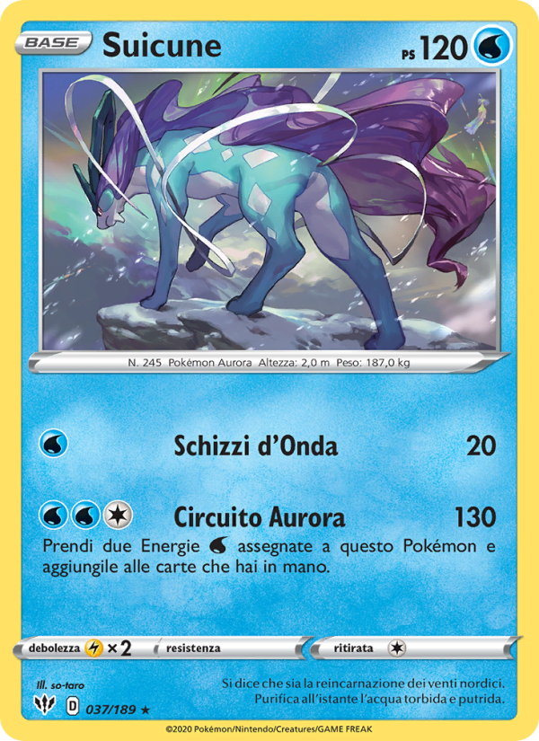 Suicune 037/201 — Darkness Ablaze (Italian Pokémon TCG card)