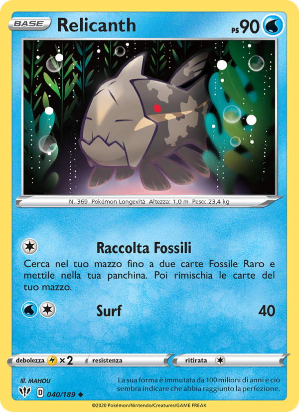 Relicanth 040/201 — Darkness Ablaze (Italian Pokémon TCG card)