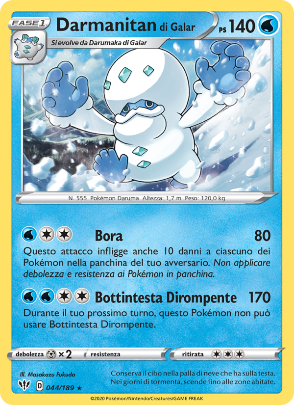 Darmanitan di Galar 044/201 — Darkness Ablaze (Italian Pokémon TCG card)