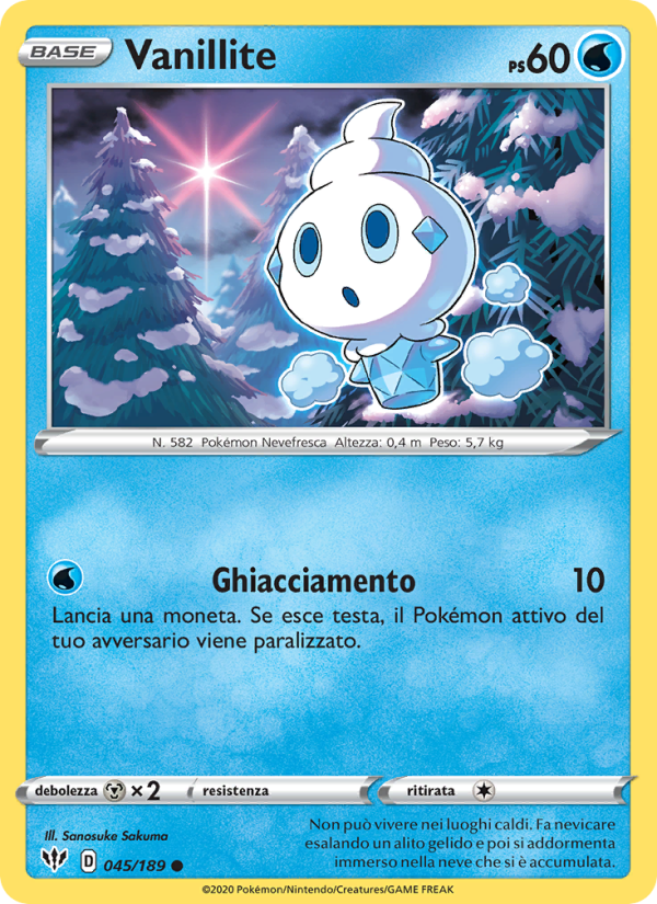 Vanillite 045/201 — Darkness Ablaze (Italian Pokémon TCG card)