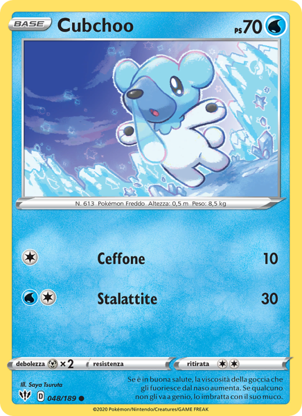 Cubchoo 048/201 — Darkness Ablaze (Italian Pokémon TCG card)
