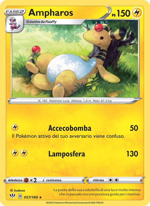 Ampharos 057/201 — Darkness Ablaze (Italian Pokémon TCG card)