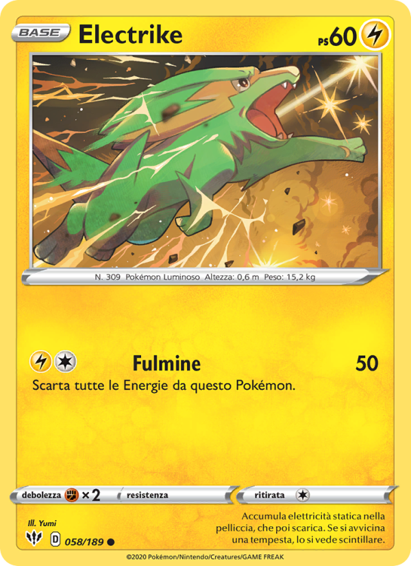 Electrike 058/201 — Darkness Ablaze (Italian Pokémon TCG card)