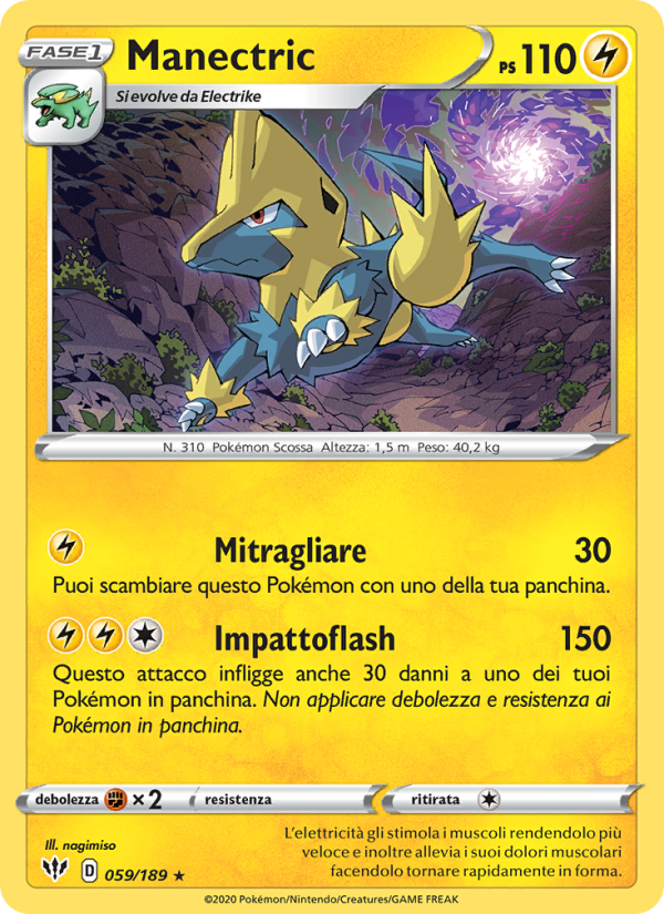 Manectric 059/201 — Darkness Ablaze (Italian Pokémon TCG card)