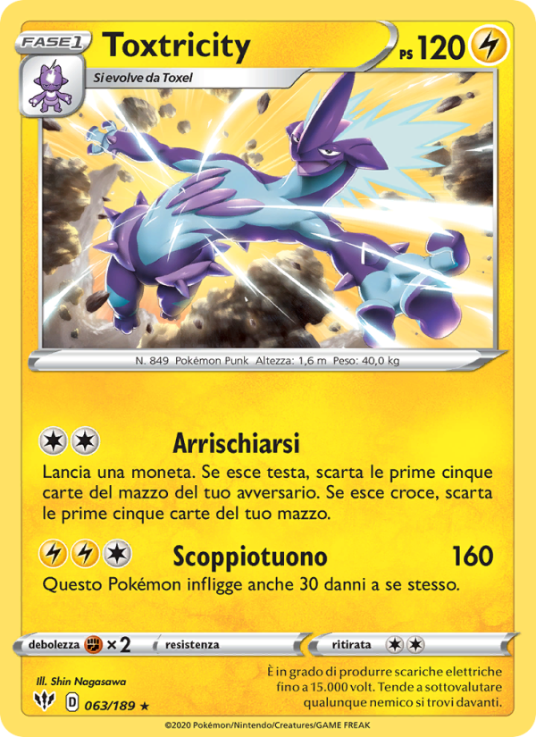 Toxtricity 063/201 — Darkness Ablaze (Italian Pokémon TCG card)
