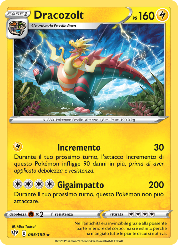 Dracozolt 065/201 — Darkness Ablaze (Italian Pokémon TCG card)