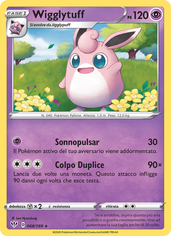 Wigglytuff 068/201 — Darkness Ablaze (Italian Pokémon TCG card)