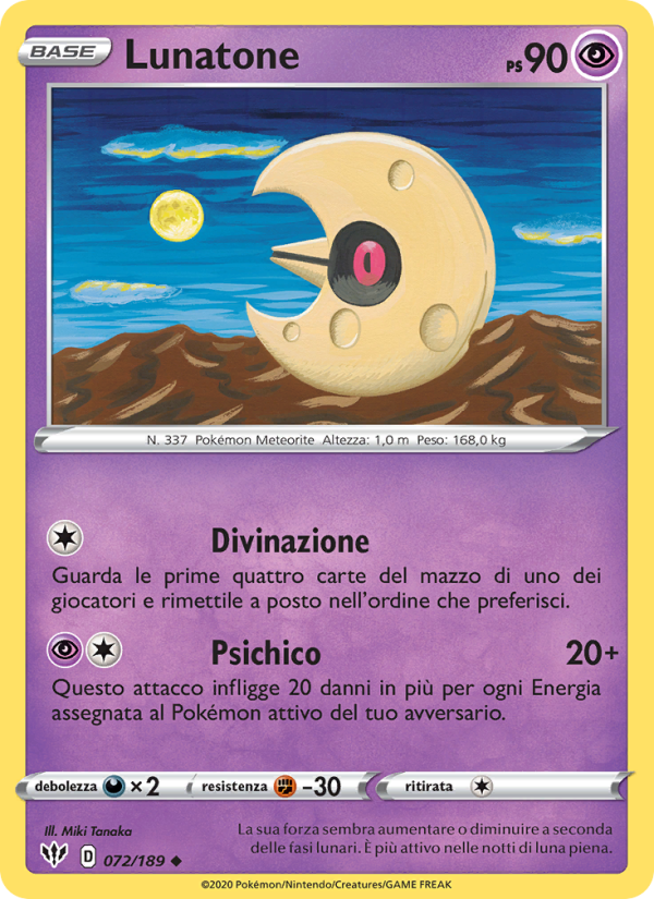 Lunatone 072/201 — Darkness Ablaze (Italian Pokémon TCG card)