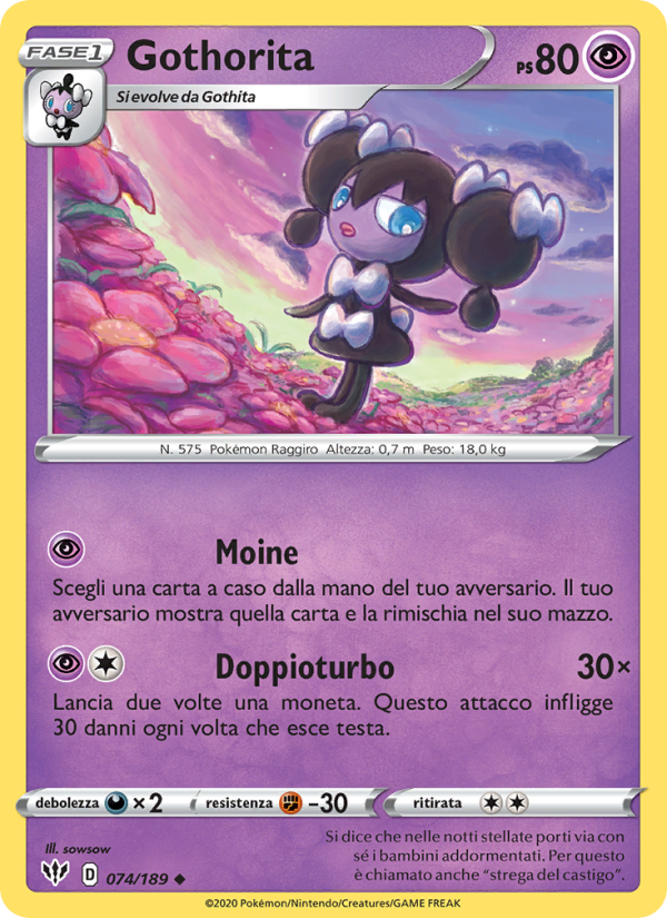 Gothorita 074/201 — Darkness Ablaze (Italian Pokémon TCG card)
