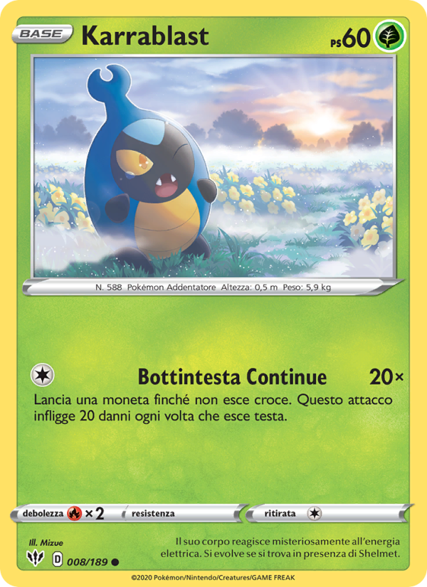 Karrablast 008/201 — Darkness Ablaze (Italian Pokémon TCG card)