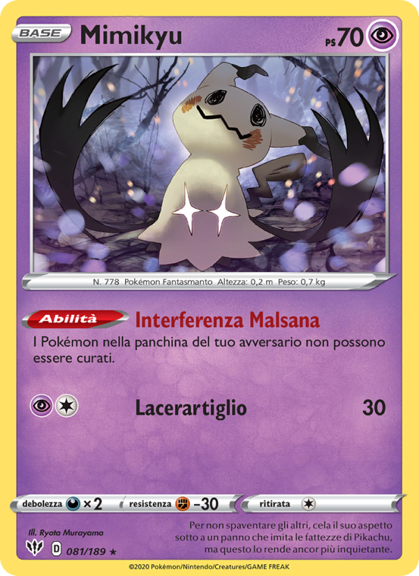 Mimikyu 081/201 — Darkness Ablaze (Italian Pokémon TCG card)