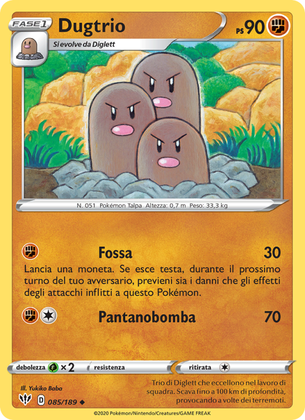 Dugtrio 085/201 — Darkness Ablaze (Italian Pokémon TCG card)