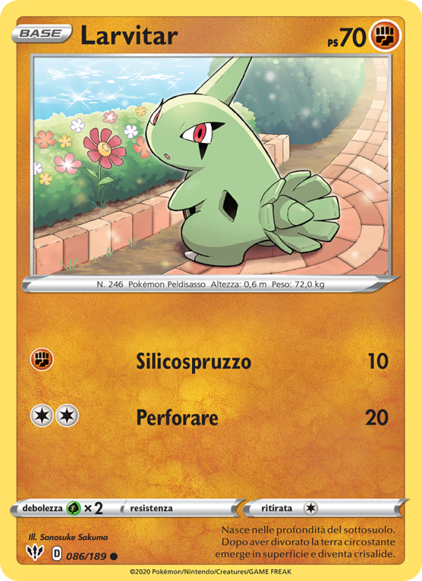 Larvitar 086/201 — Darkness Ablaze (Italian Pokémon TCG card)