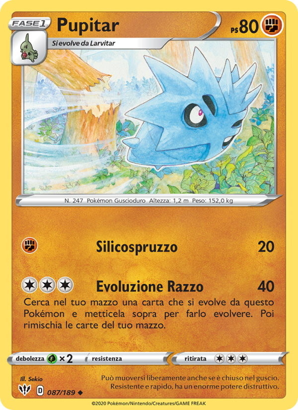 Pupitar 087/201 — Darkness Ablaze (Italian Pokémon TCG card)