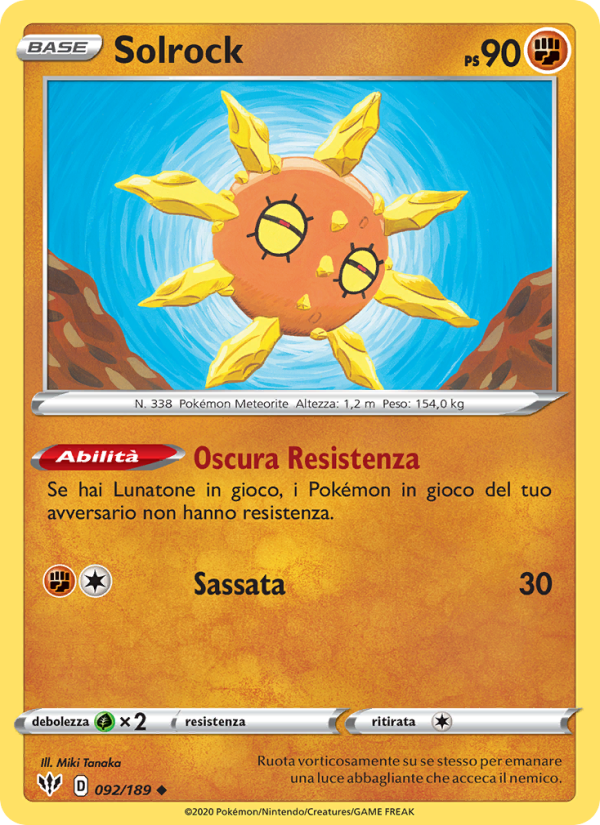 Solrock 092/201 — Darkness Ablaze (Italian Pokémon TCG card)