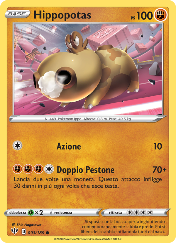Hippopotas 093/201 — Darkness Ablaze (Italian Pokémon TCG card)