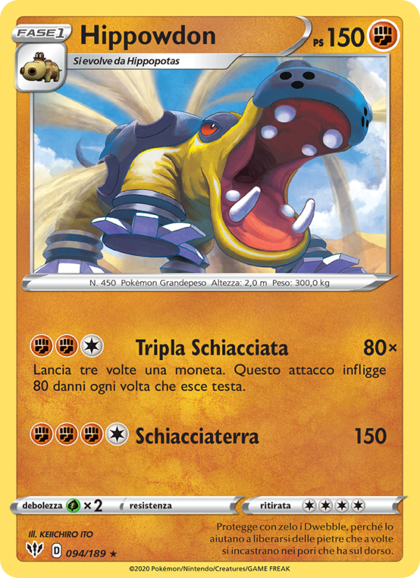 Hippowdon 094/201 — Darkness Ablaze (Italian Pokémon TCG card)
