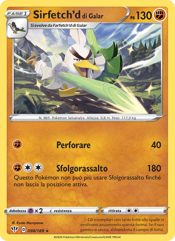 Sirfetch'd di Galar 098/201 — Darkness Ablaze (Italian Pokémon TCG card)
