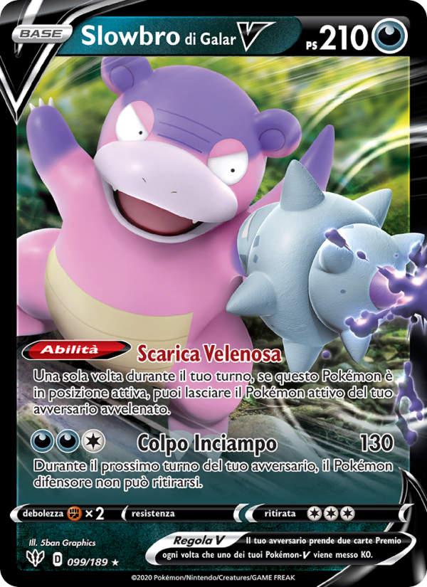 Slowbro di Galar V 099/201 — Darkness Ablaze (Italian Pokémon TCG card)