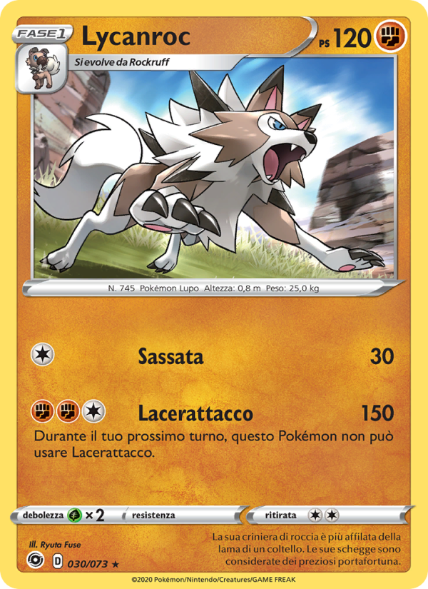 Lycanroc 030/80 — Champion's Path (Italian Pokémon TCG card)