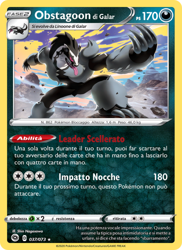 Obstagoon di Galar 037/80 — Champion's Path (Italian Pokémon TCG card)