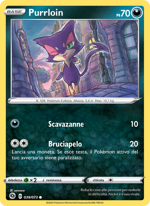 Purrloin 039/80 — Champion's Path (Italian Pokémon TCG card)