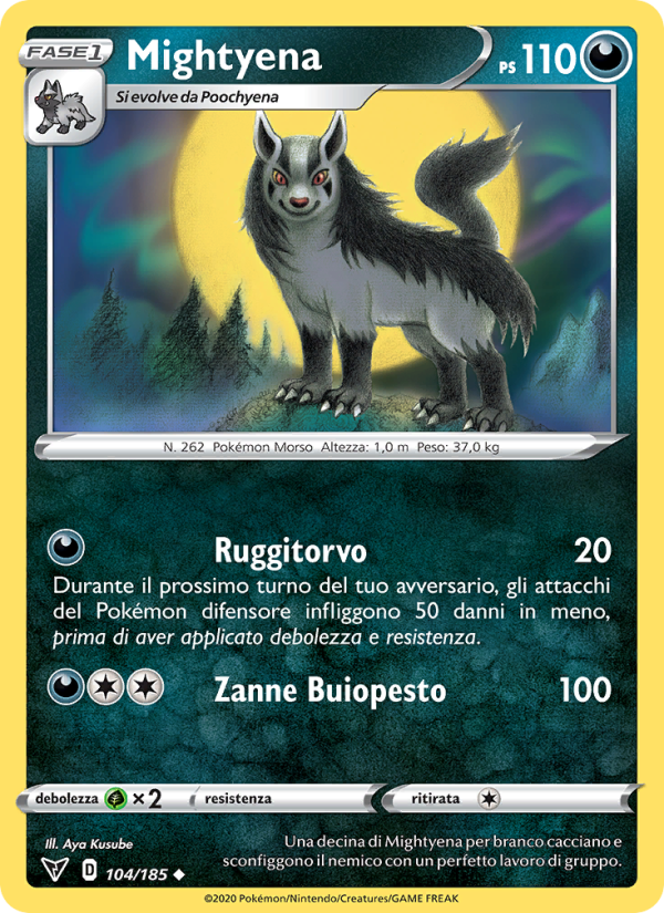 Mightyena 104/203 — Vivid Voltage (Italian Pokémon TCG card)