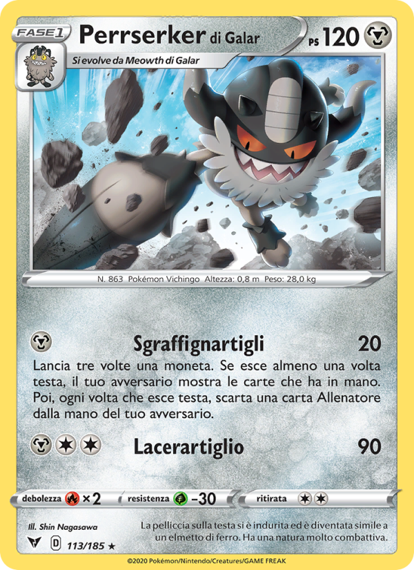 Perrserker di Galar 113/203 — Vivid Voltage (Italian Pokémon TCG card)