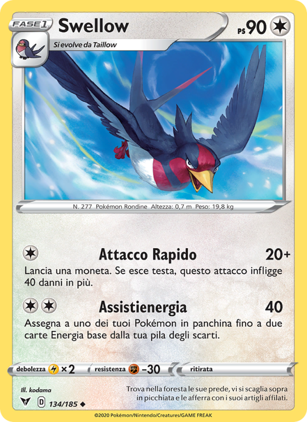 Swellow 134/203 — Vivid Voltage (Italian Pokémon TCG card)