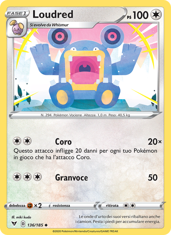 Loudred 136/203 — Vivid Voltage (Italian Pokémon TCG card)